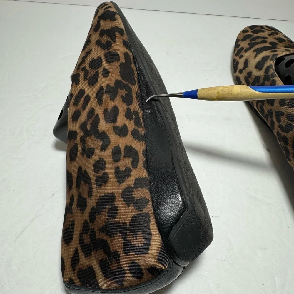 Vionic Shoes Powell Leopard Animal Print Demi Wedge Square Slip On Tan Size 7.5